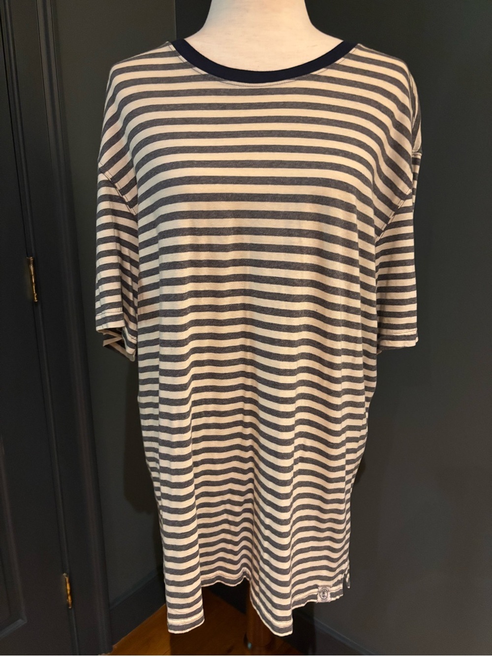 Men’s Barbour Navy and White Striped Short-Sleeve Tee